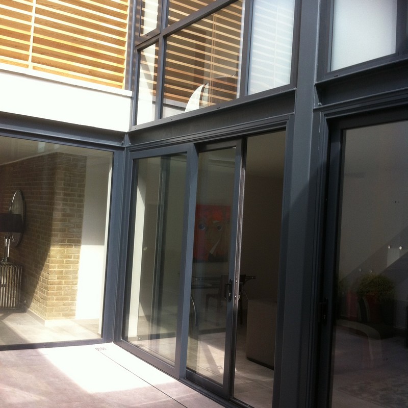 Anthracite aluminium sliding patio doors fitted in Staines-upon-Thames